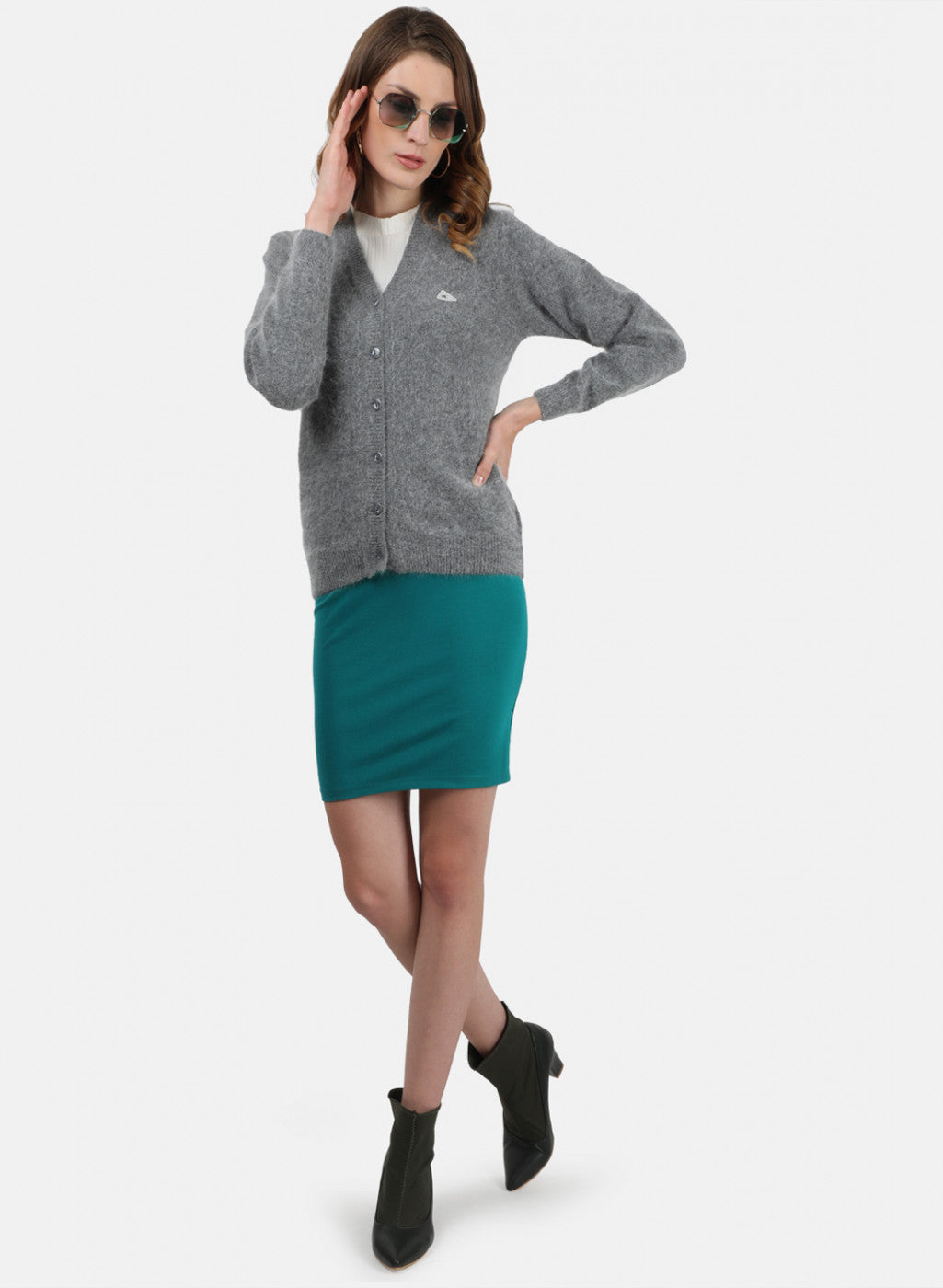 Women Grey Solid Cardigan