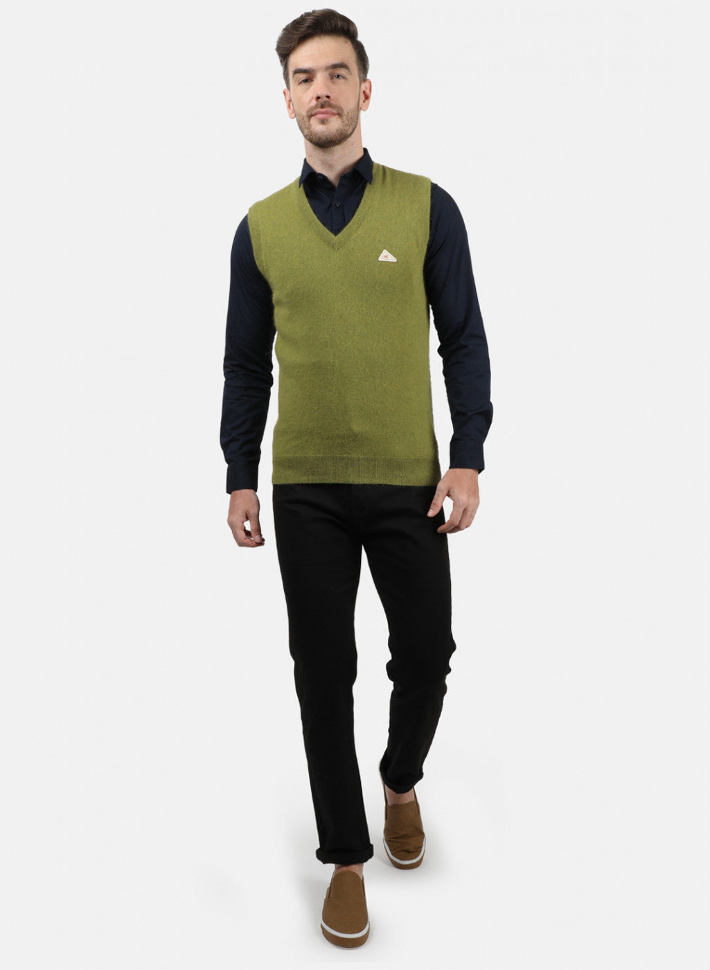 Men Olive Solid Sweater