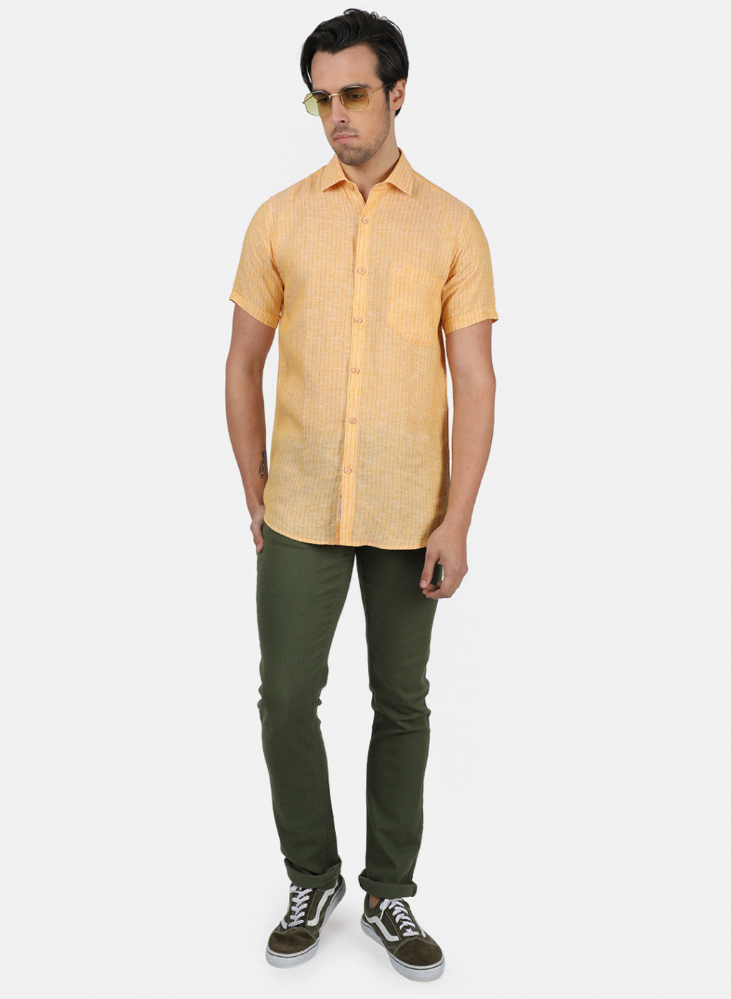 Men Yellow Stripe Shirts