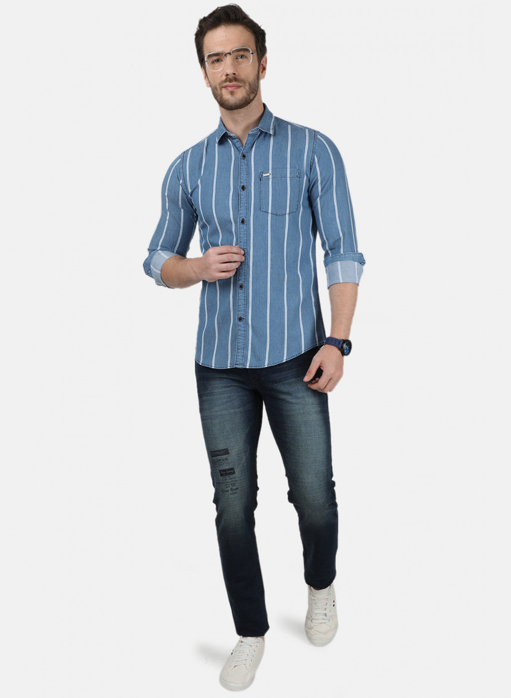 Mens Blue Stripe Shirt