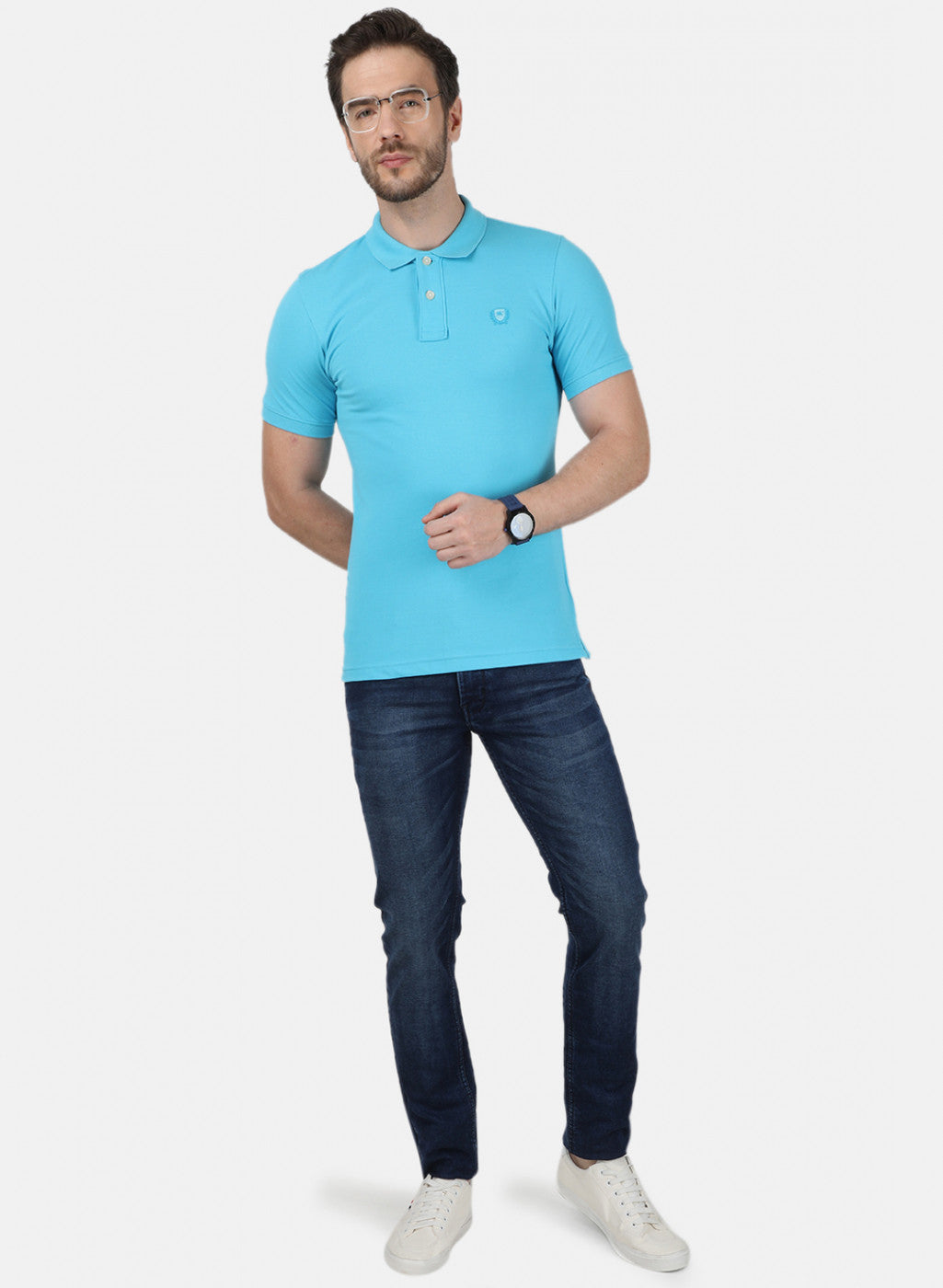 Mens Blue Plain T-Shirt