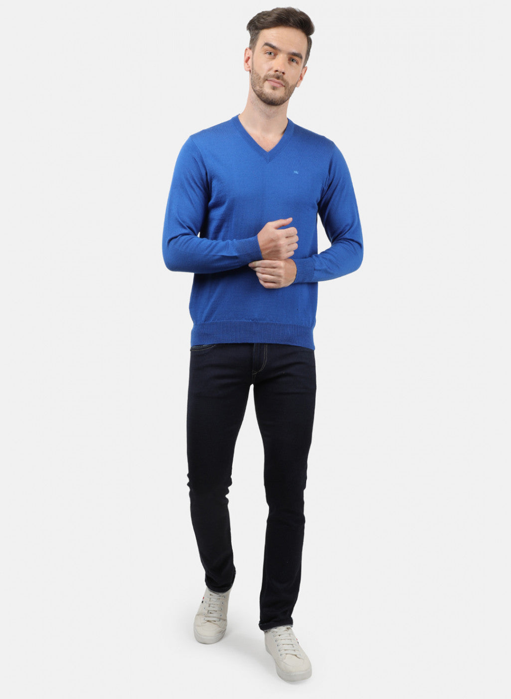 Men Blue Solid Pullover