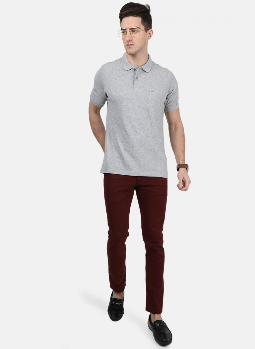 Mens Grey Plain T-Shirt