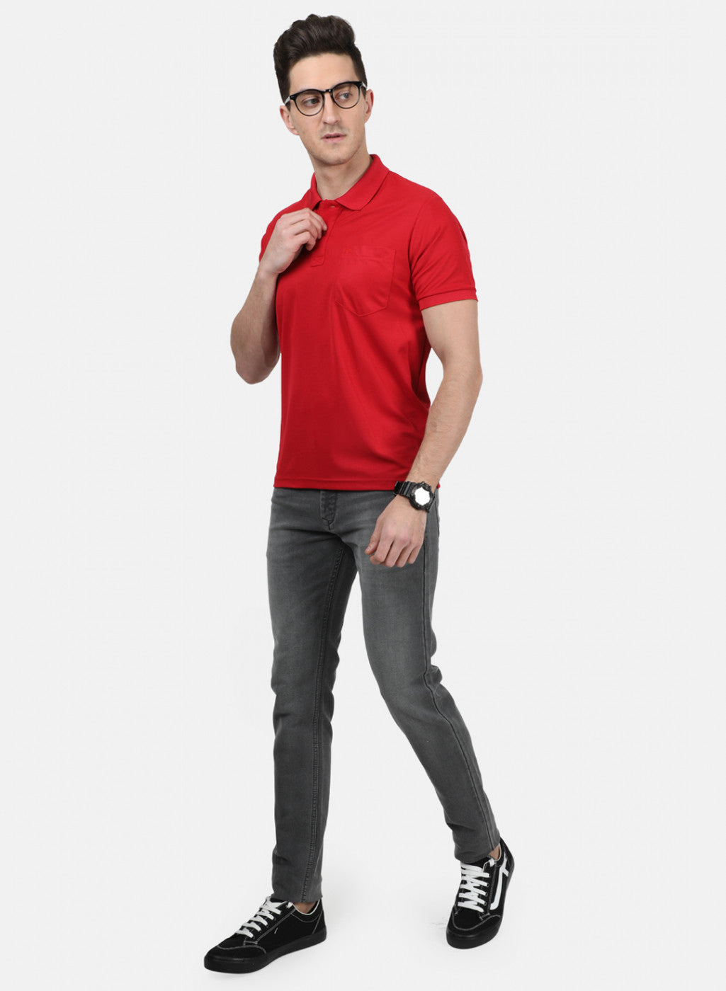 Mens Red Plain T-Shirt