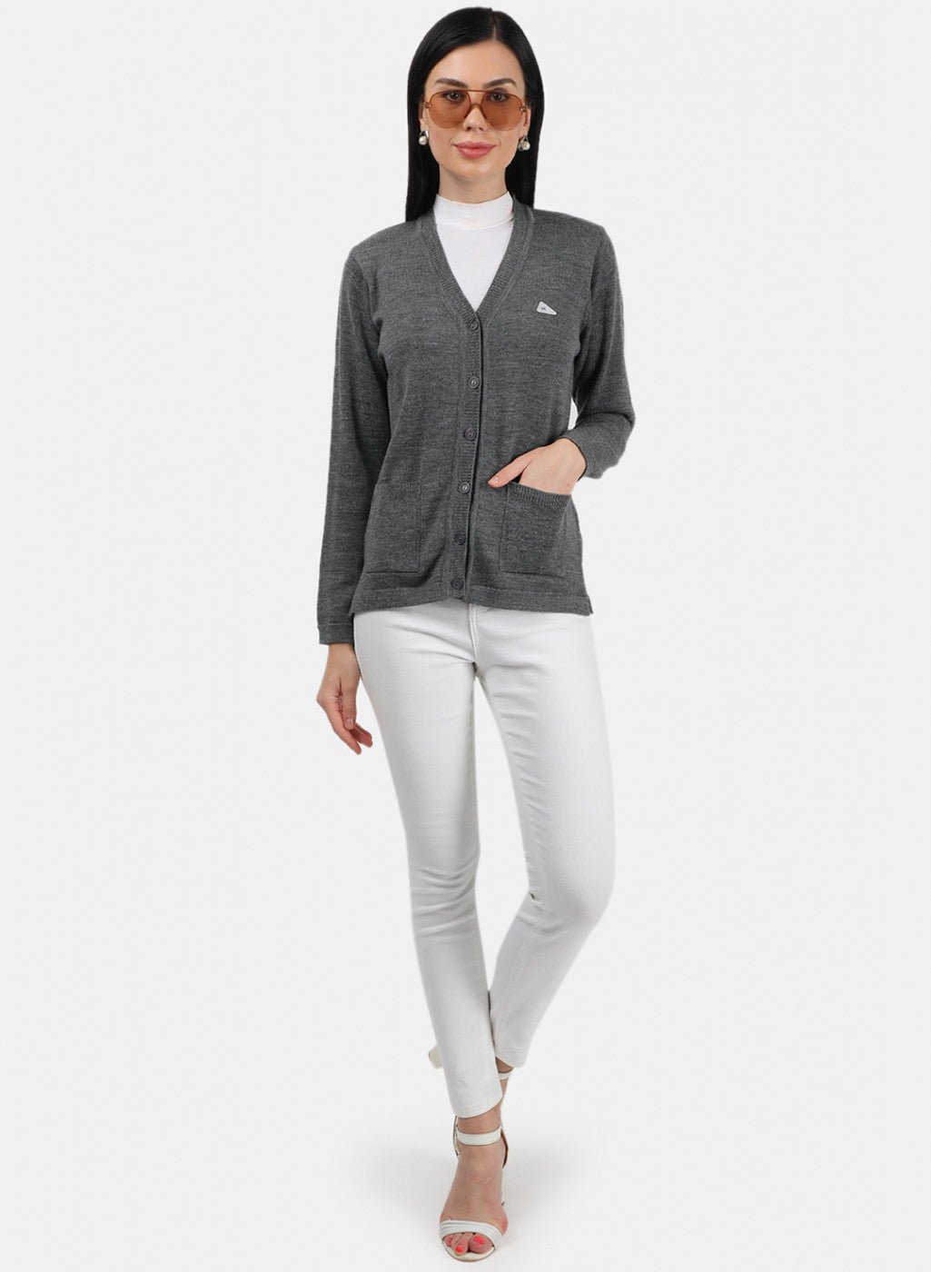 Women Grey Solid Cardigan