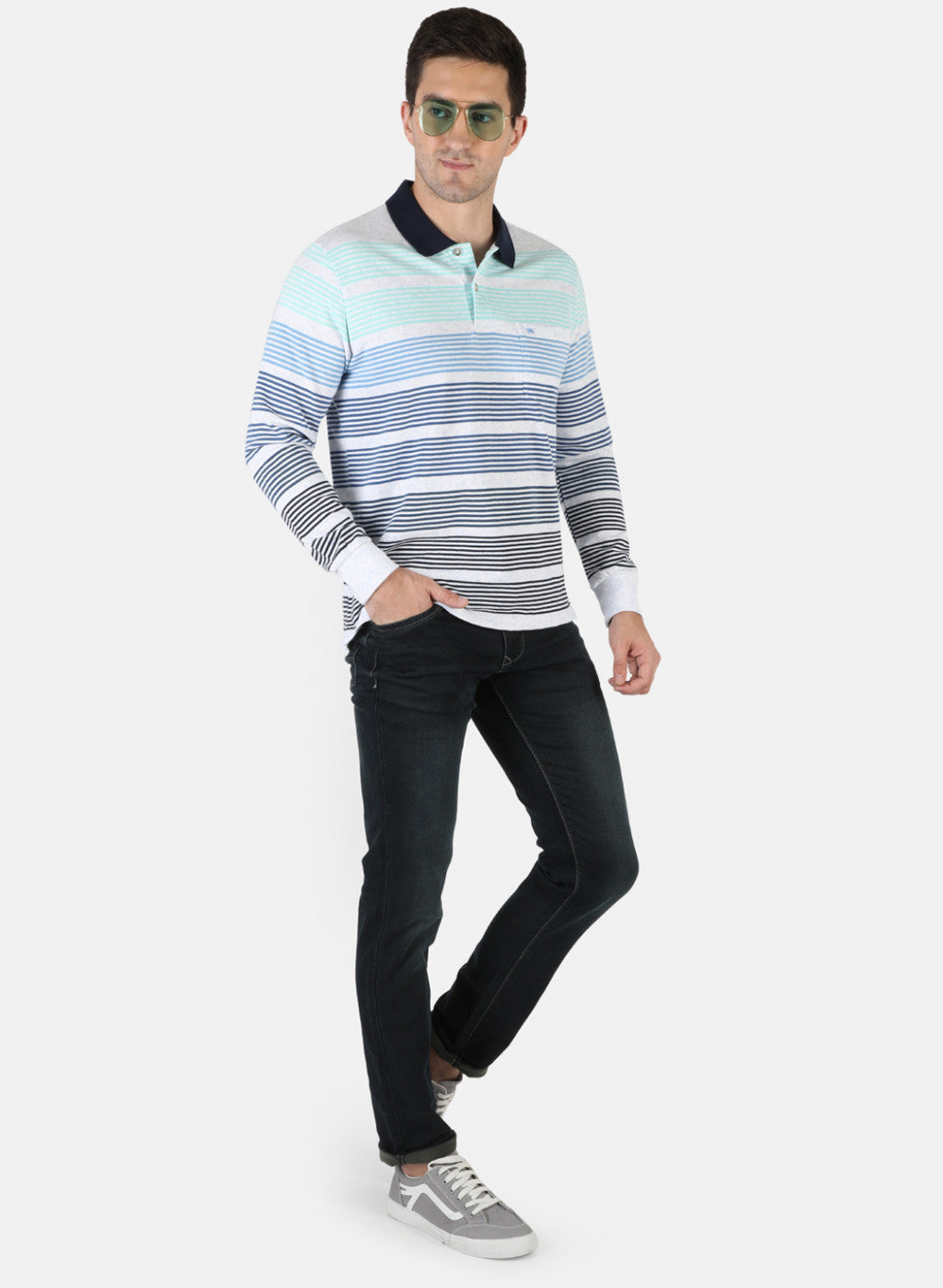 Men Blue Stripe T-Shirt