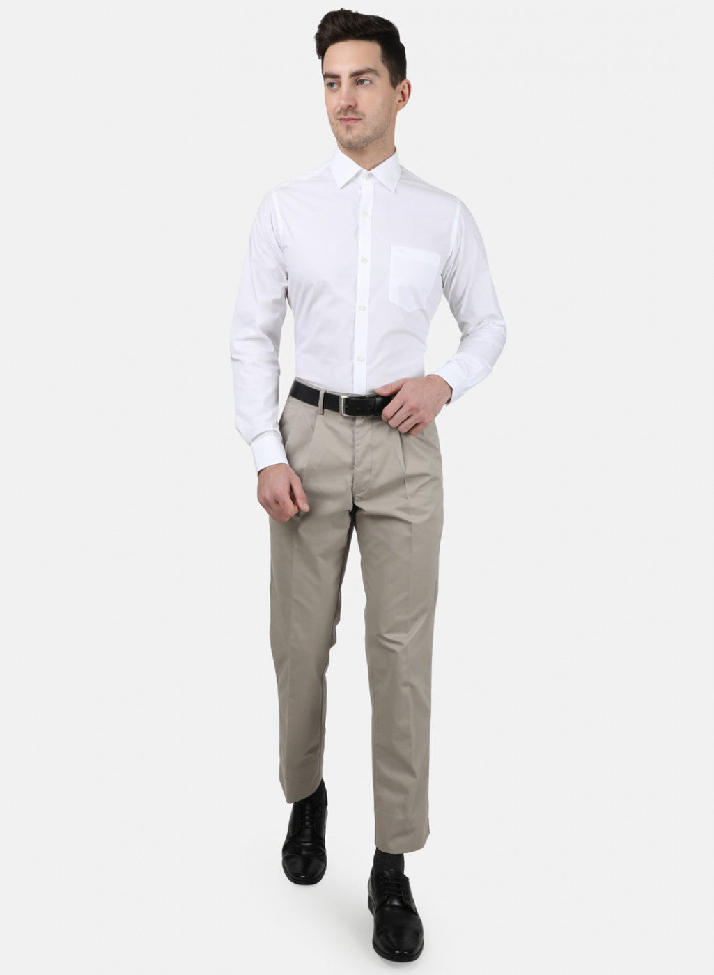 Mens White Solid Shirt