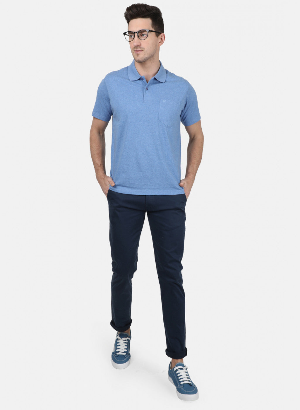 Mens Blue Plain T-Shirt