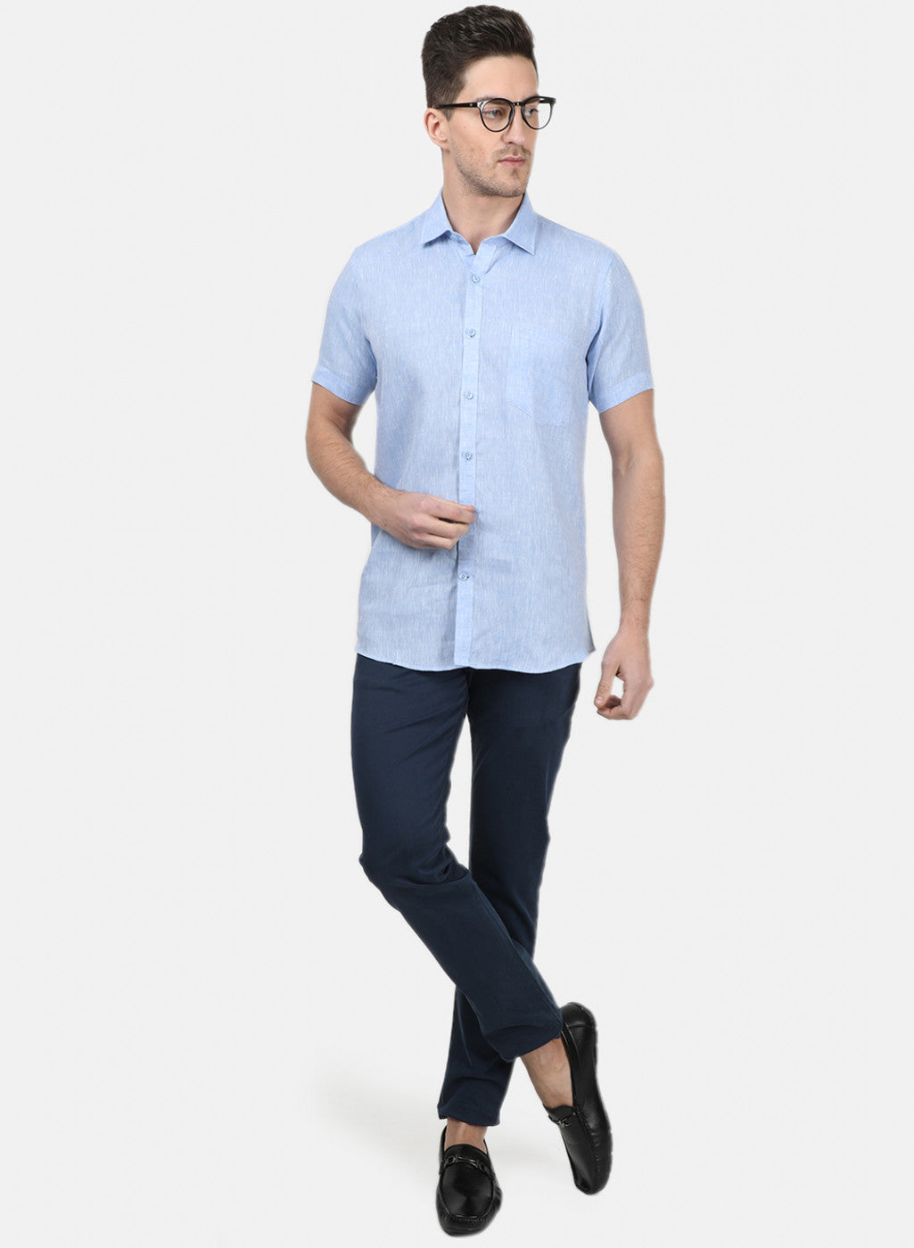 Mens Sky Blue Solid Shirts