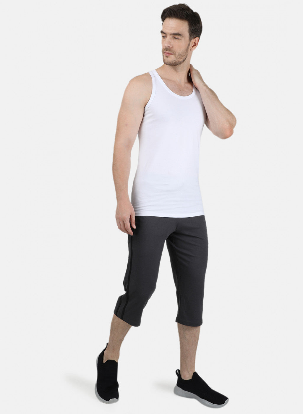 Mens Grey Plain Capri