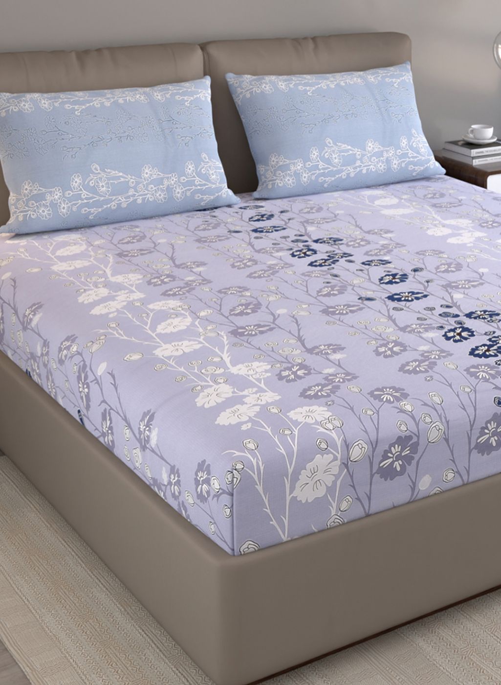 180TC Pure Cotton King Bedsheet with 2 Pillow Covers