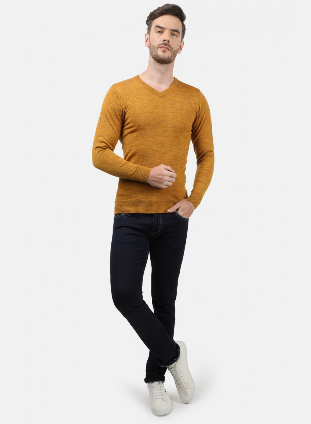 Men Yellow Solid Pullover