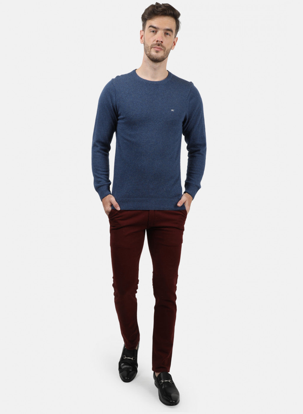 Men Blue Solid Pullover