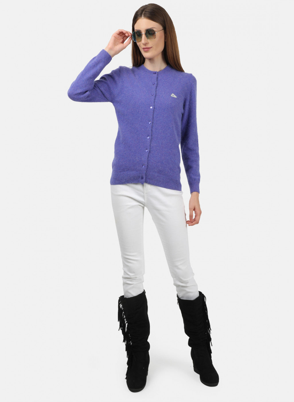 Women Purple Solid Cardigan