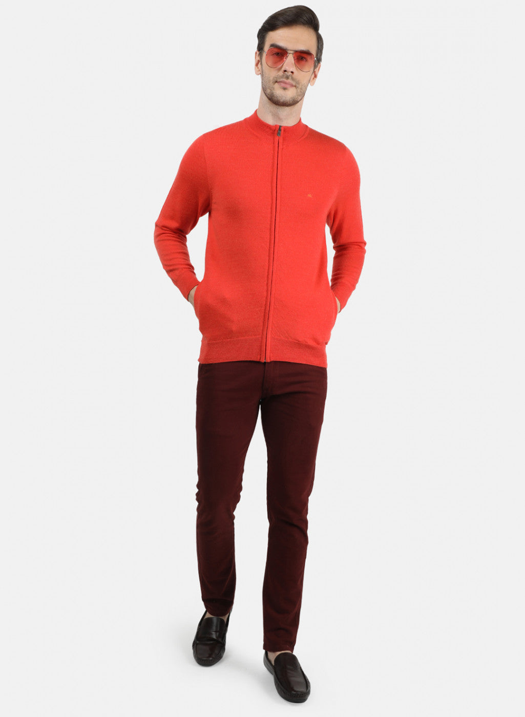 Men Orange Solid Pullover