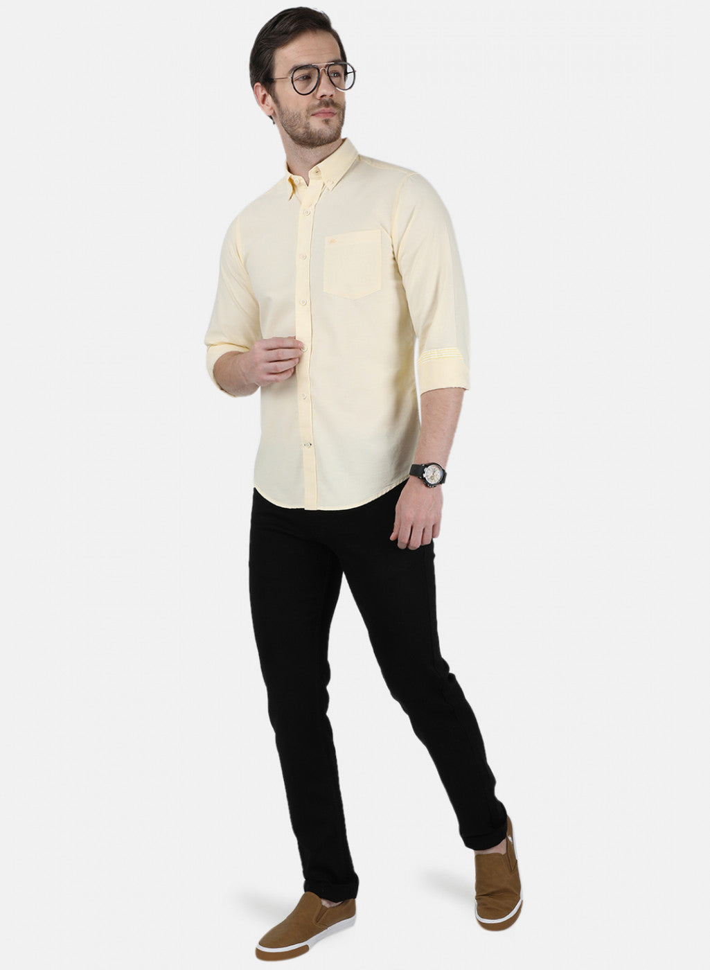 Mens Yellow Solid Shirt