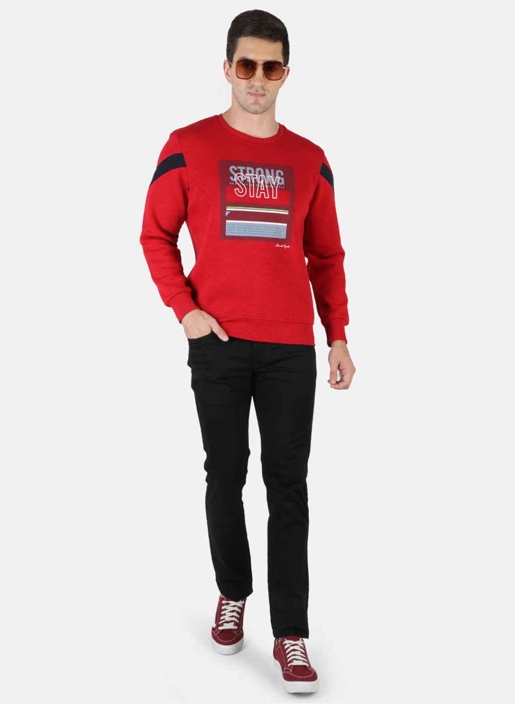 Men Red Printed Sweatshirt