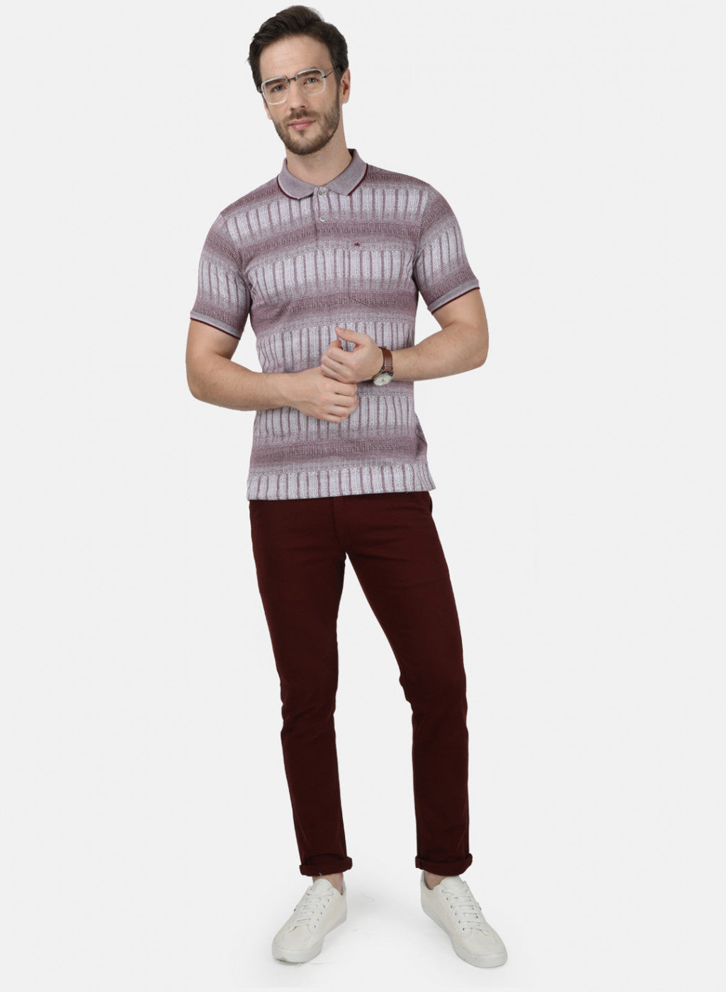 Mens Maroon Stripe T-Shirt