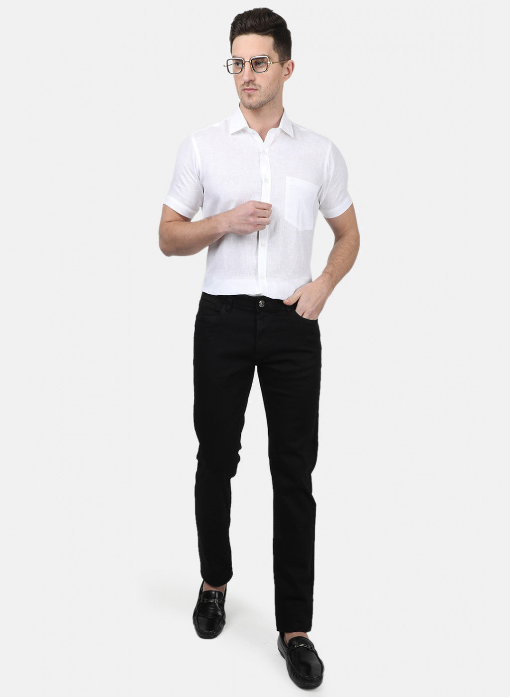 Mens White Solid Shirts