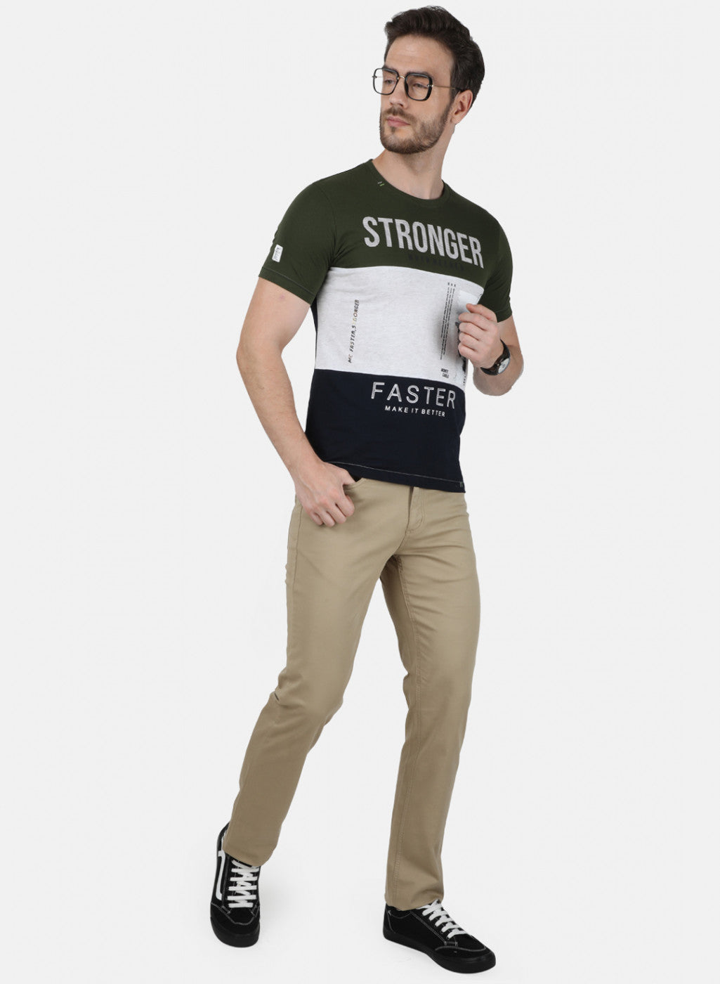 Mens Olive Printed T-Shirt