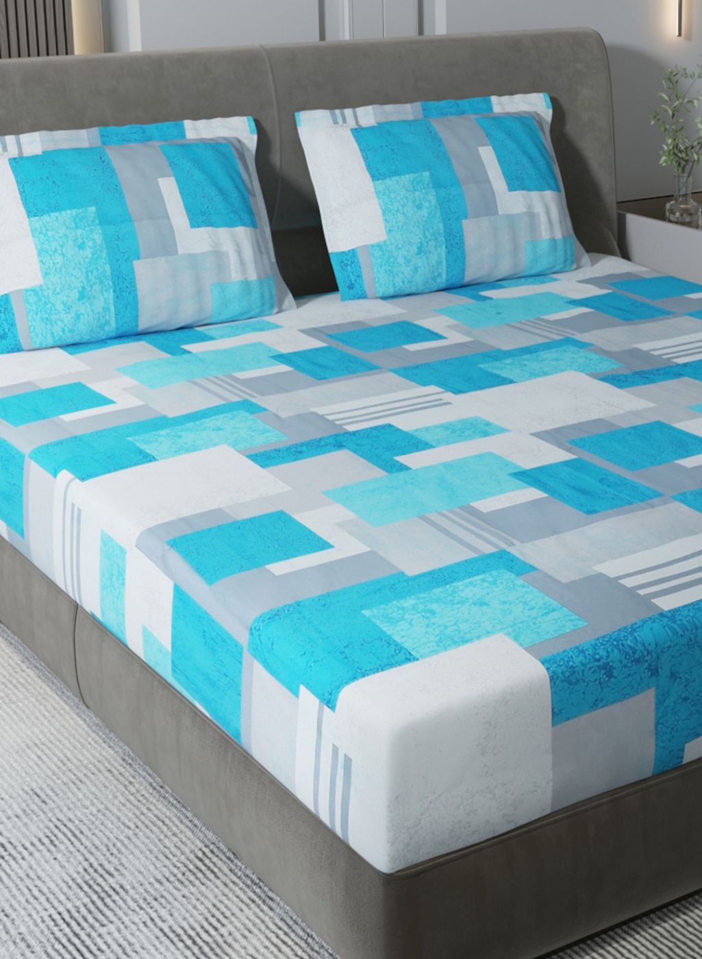 140TC Pure Cotton King Bedsheet with 2 Pillow Covers