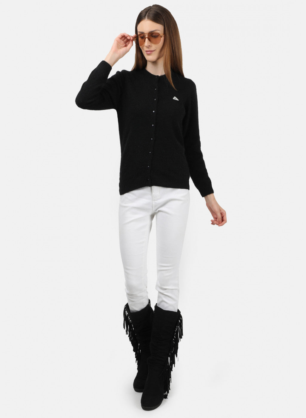 Women Black Solid Cardigan