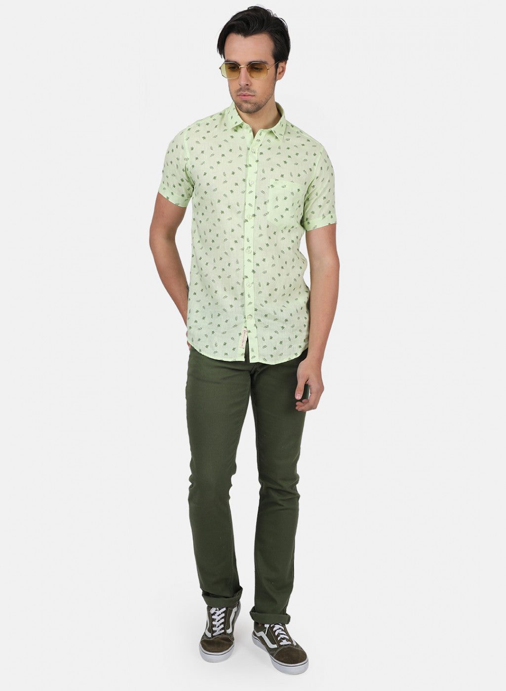 Men Green Printed Shirts