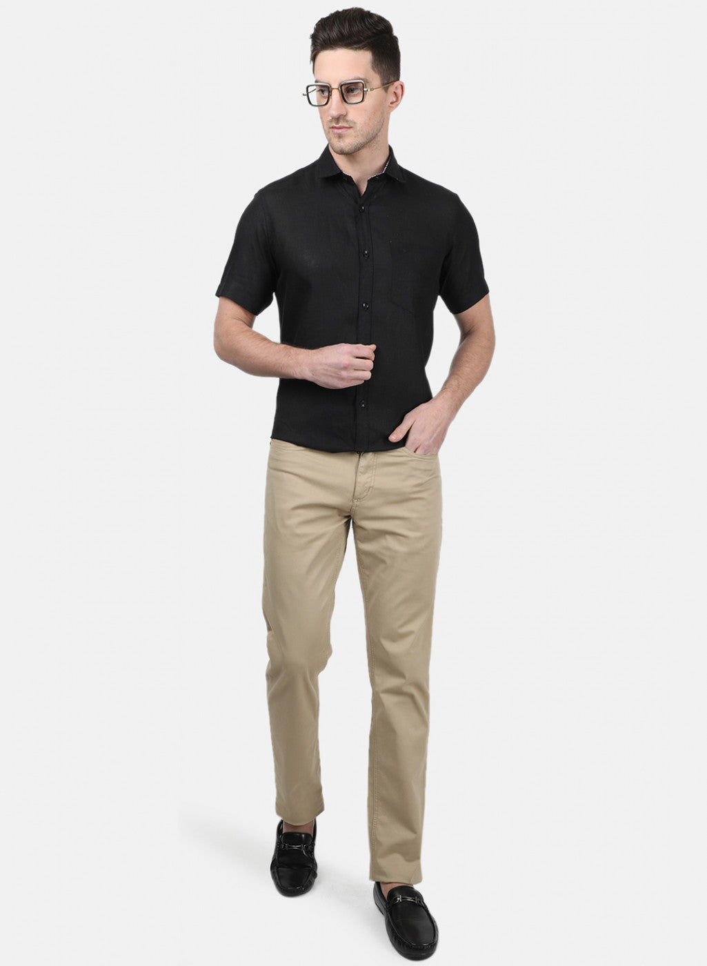 Mens Black Solid Shirts