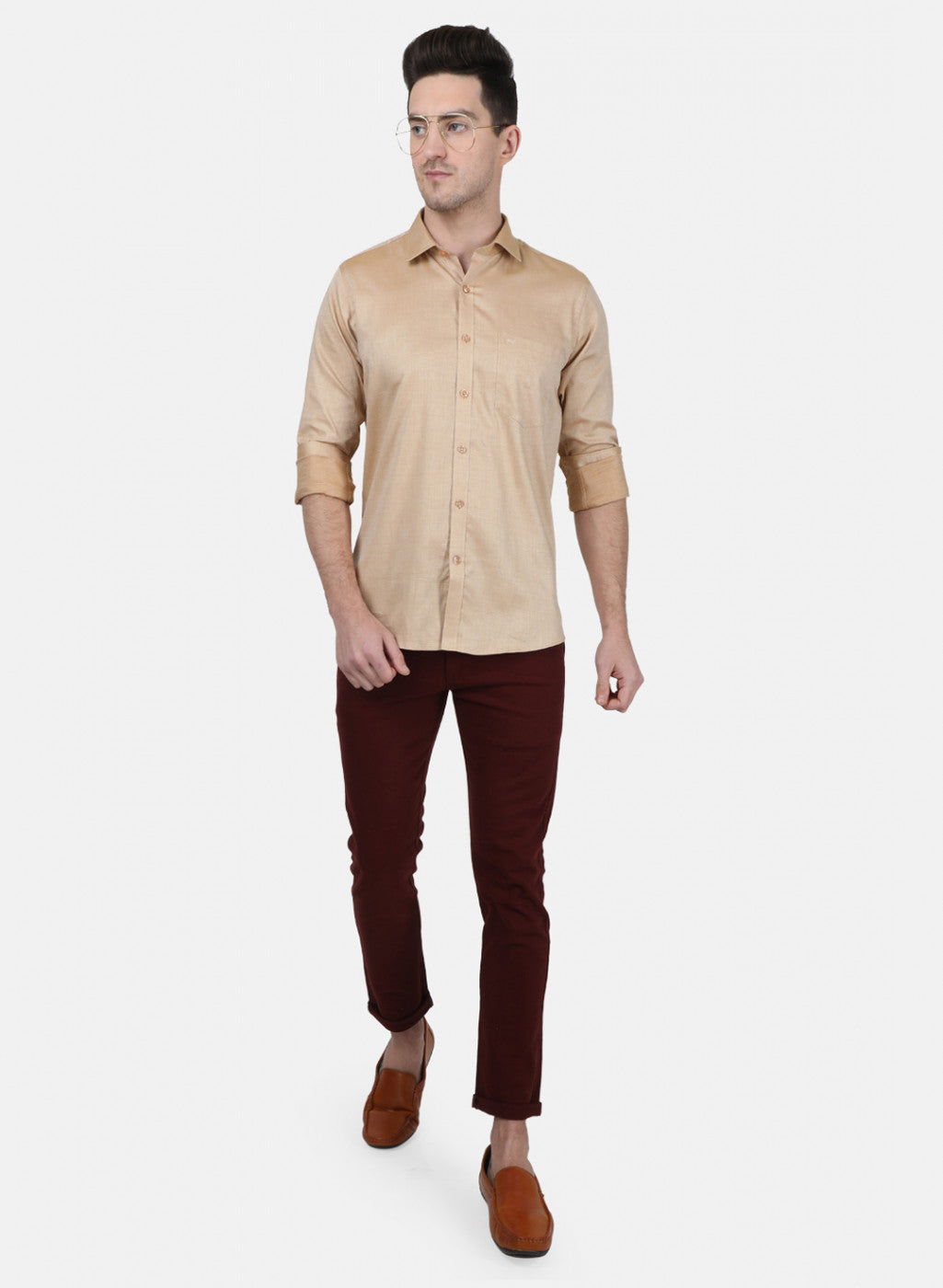 Mens Brown Printed Shirt