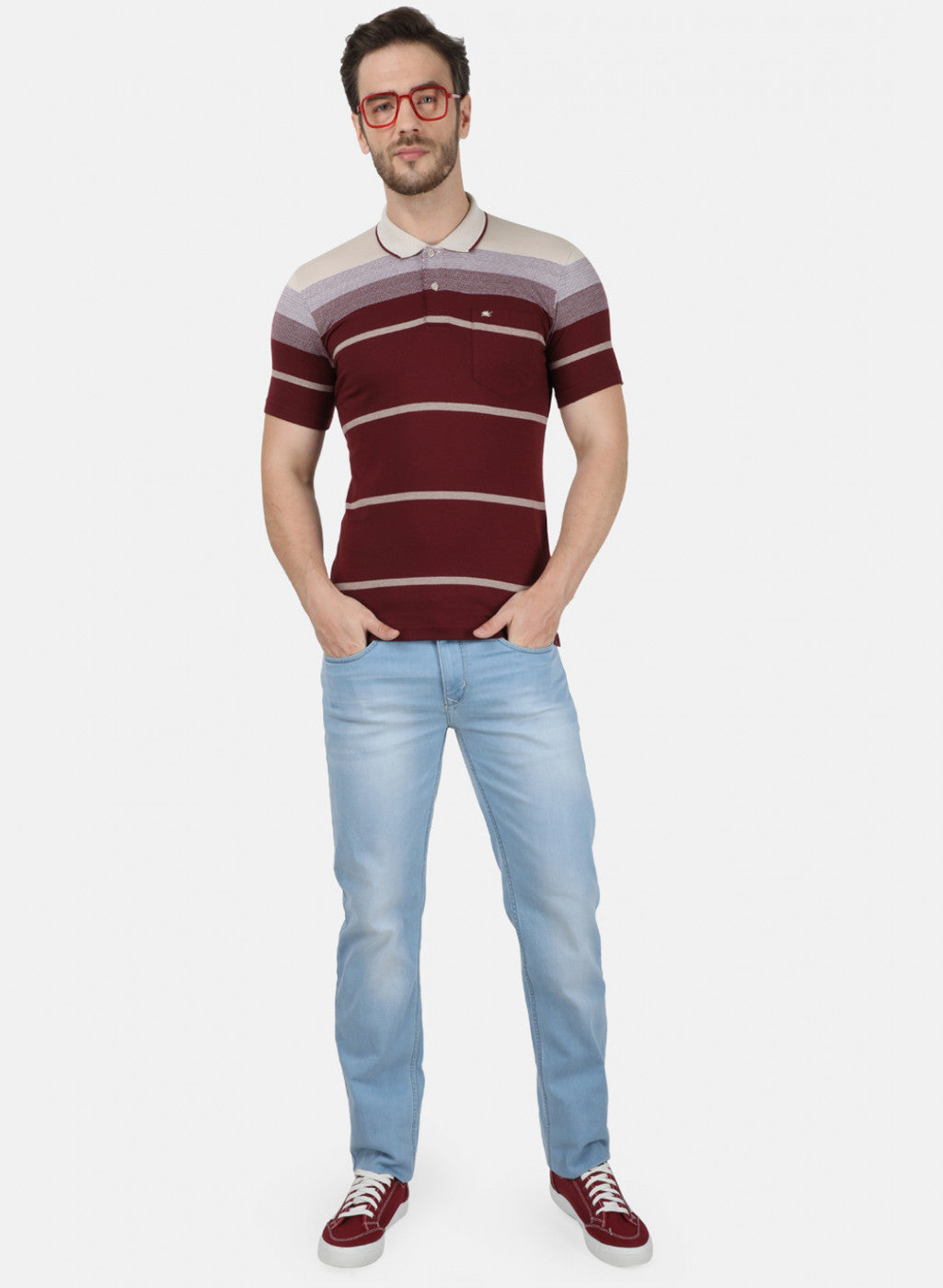 Mens Maroon Stripe T-Shirt