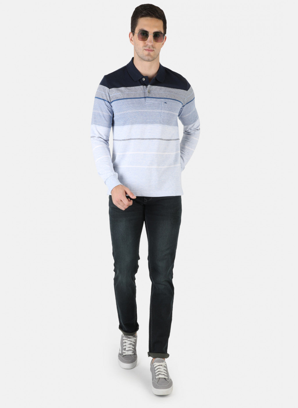 Men Blue Stripe T-Shirt