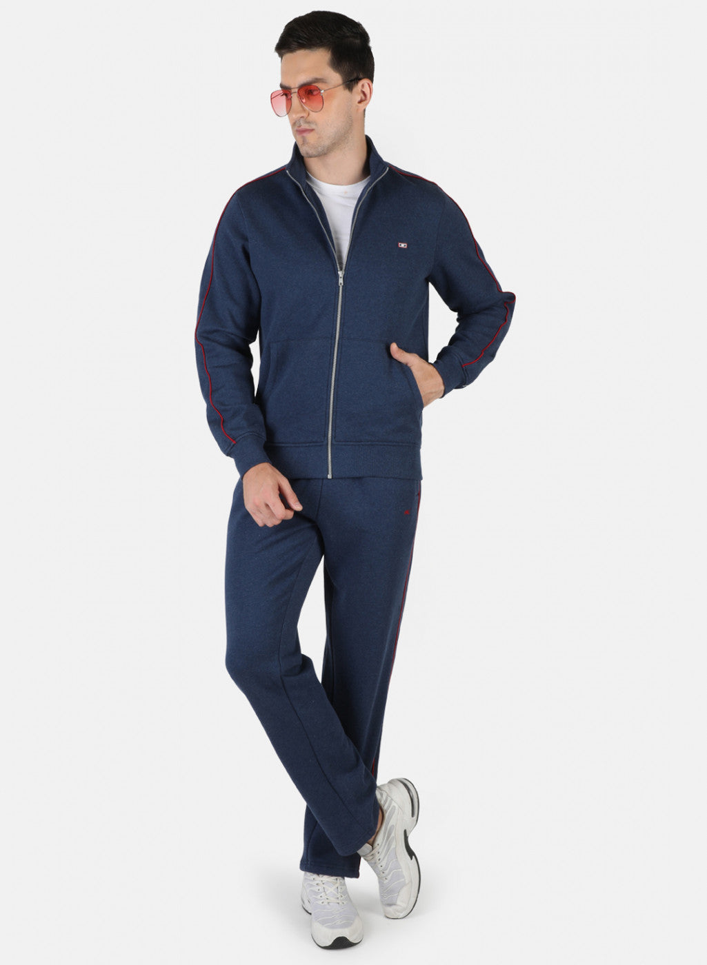 Men NAvy Blue Plain Tracksuit