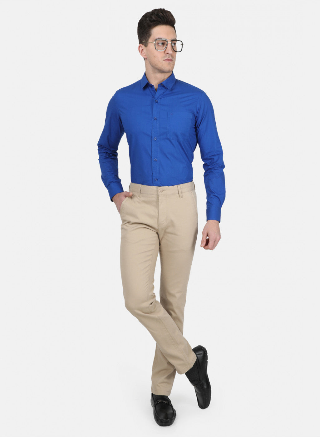 Mens Blue Solid Shirt