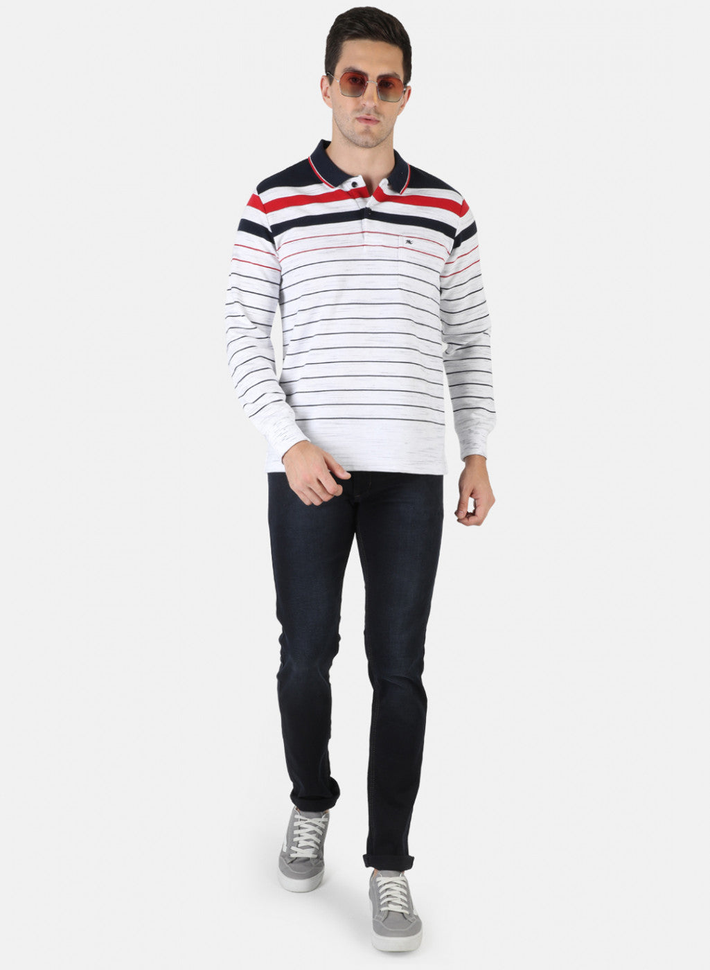 Men NAvy Blue Stripe T-Shirt