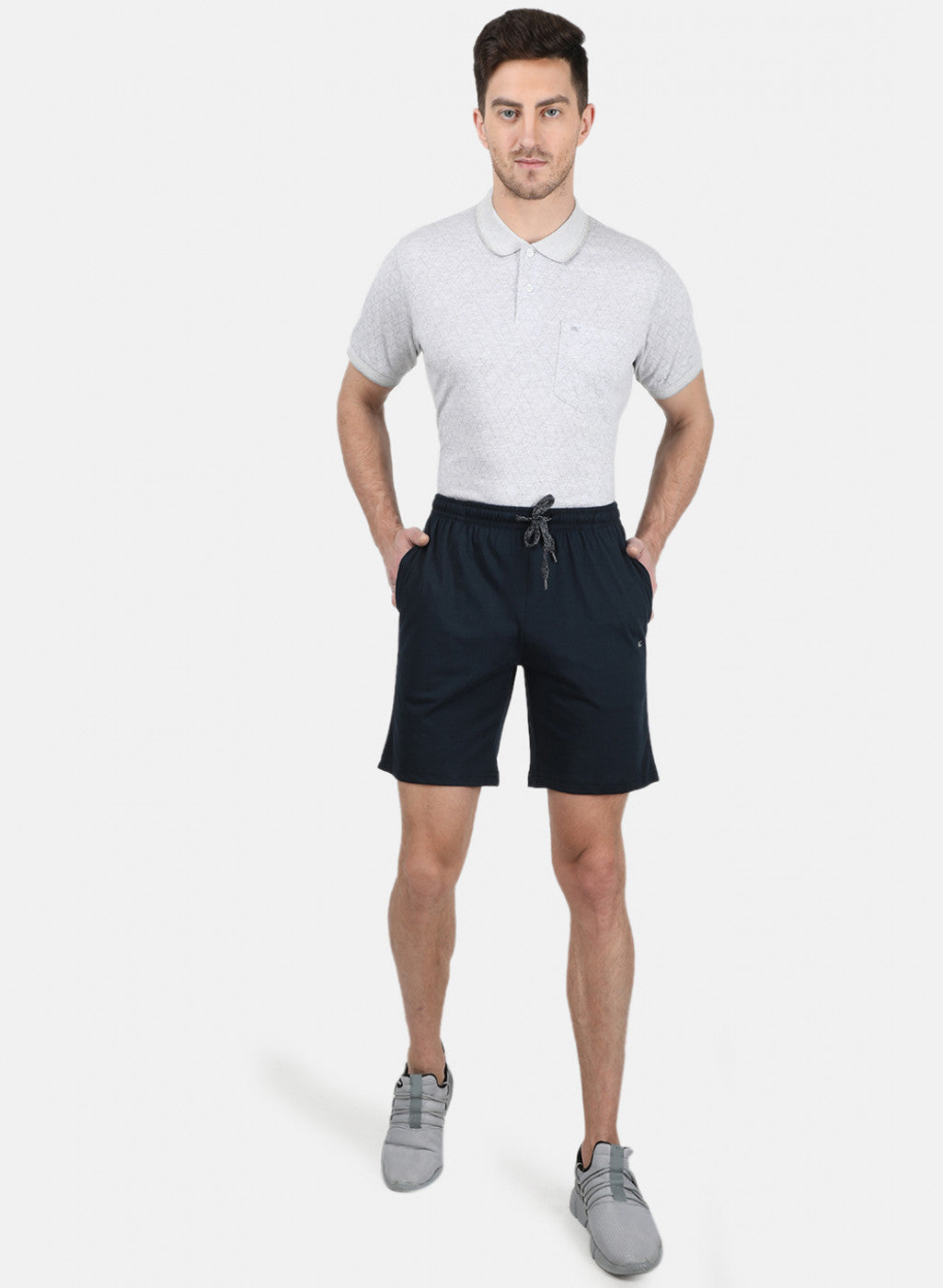 Mens NAvy Blue Plain Bermuda