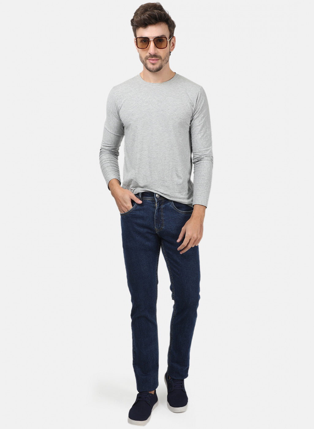 Men Blue Plain Denims