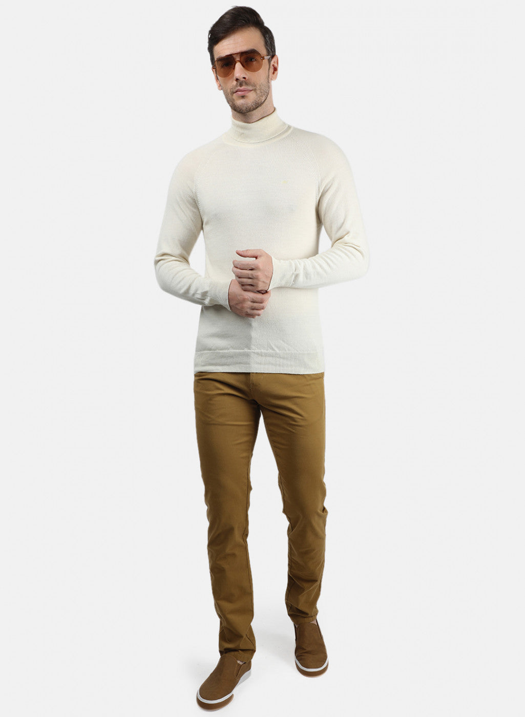 Men Khaki Plain Trouser