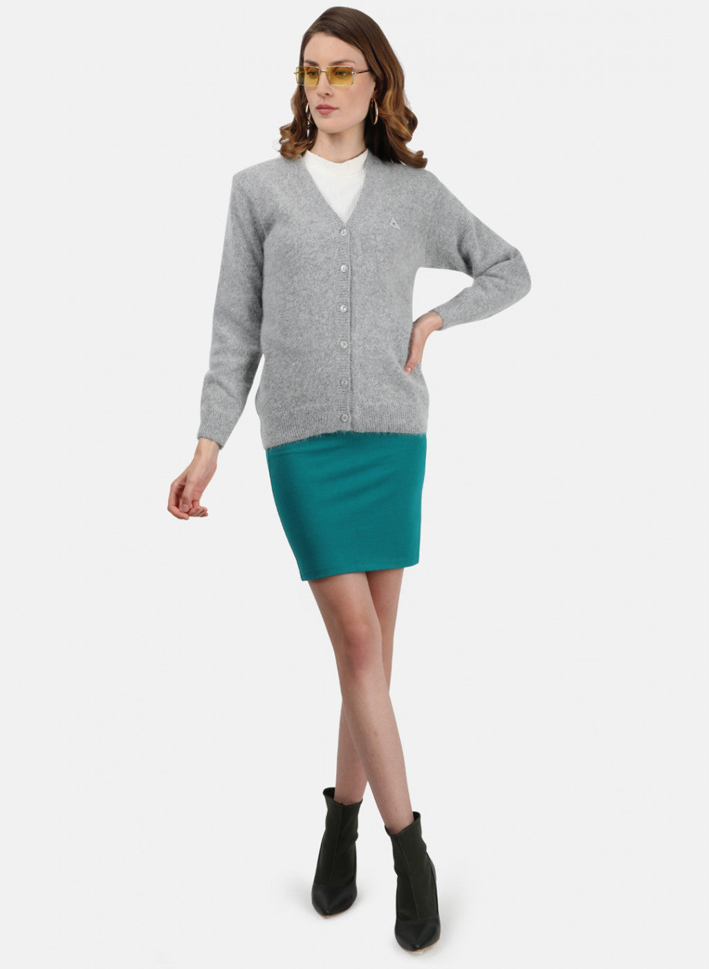 Women Grey Solid Cardigan