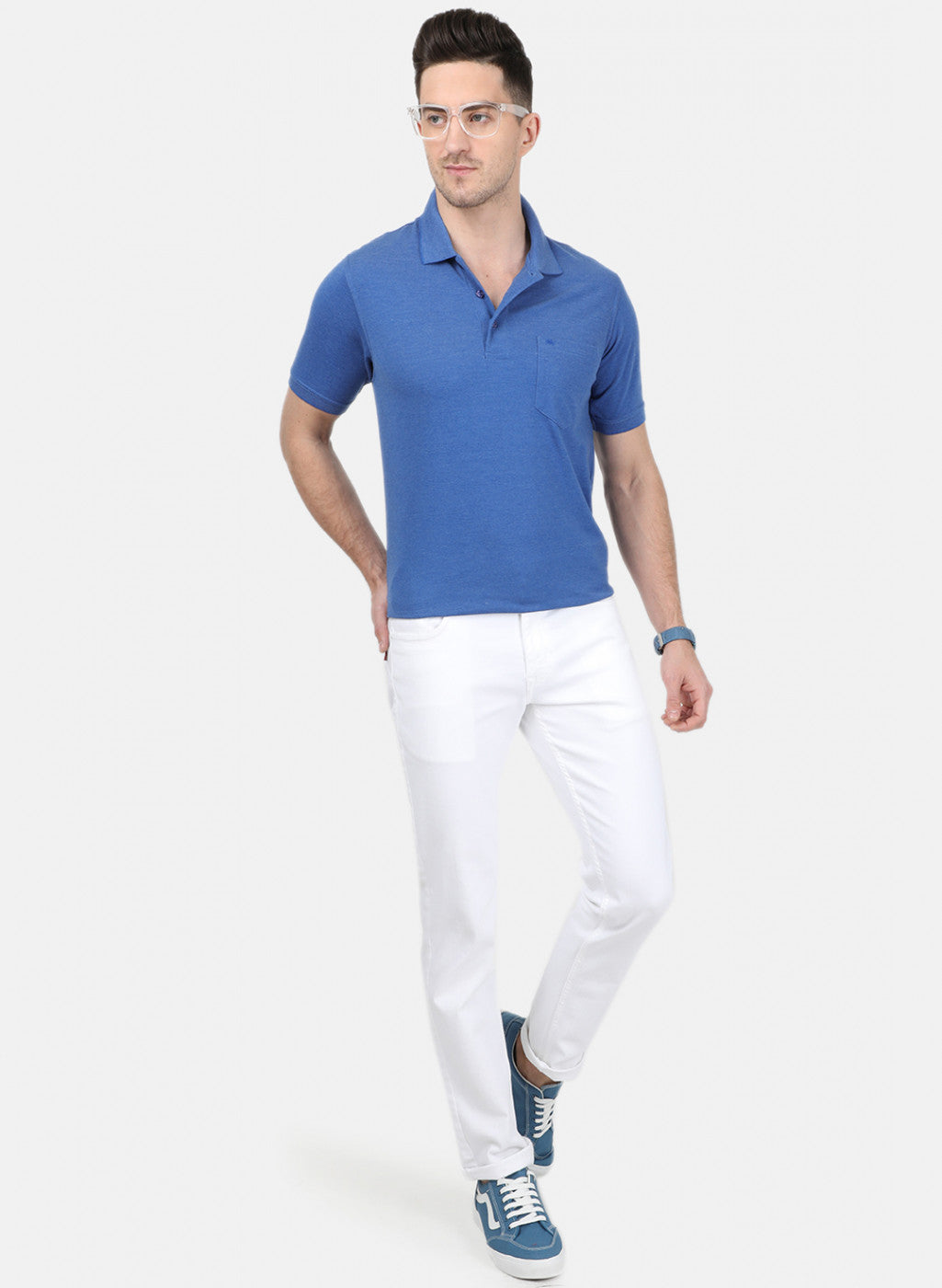 Mens Blue Plain T-Shirt