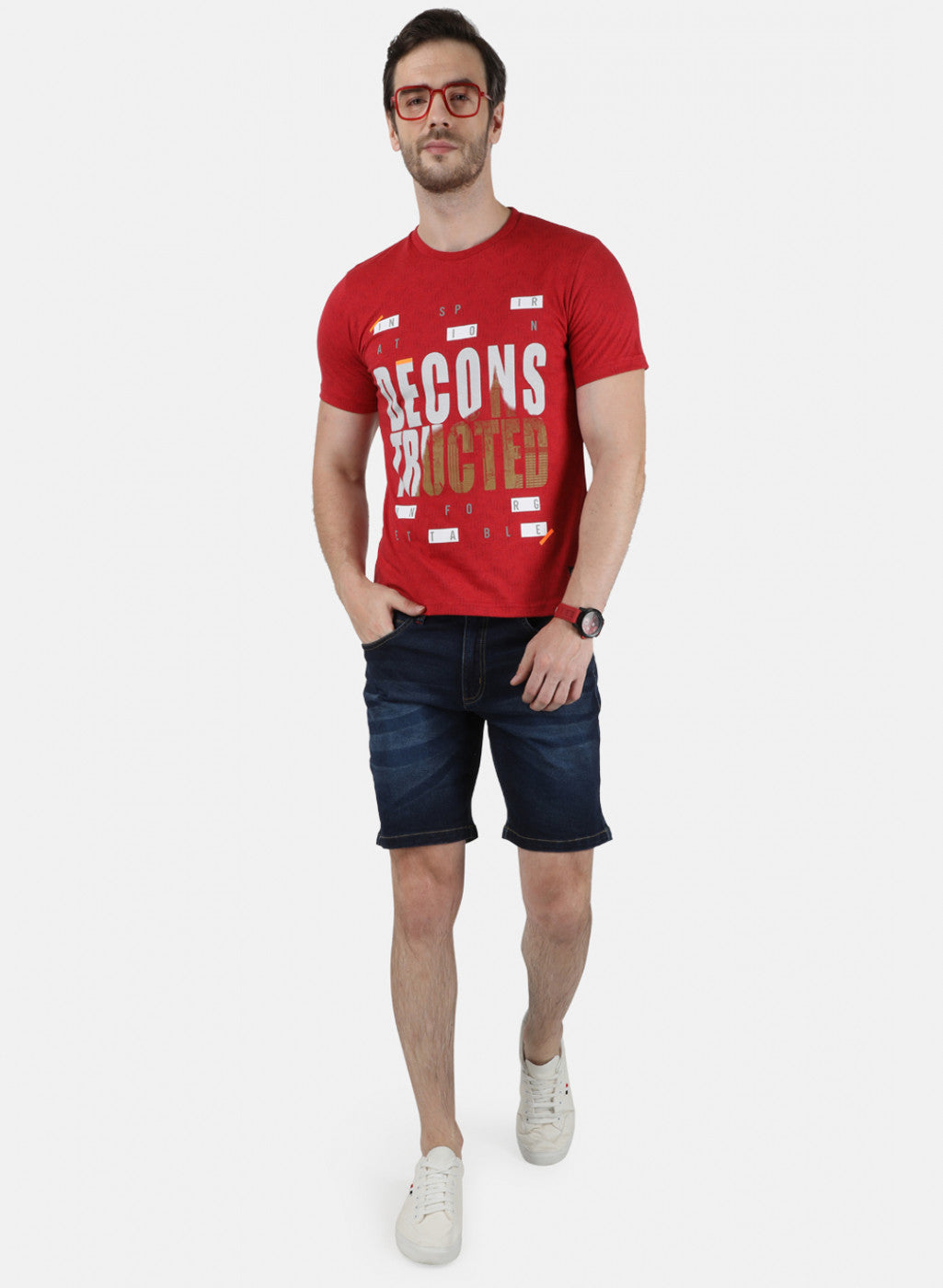 Mens Red Printed T-Shirt