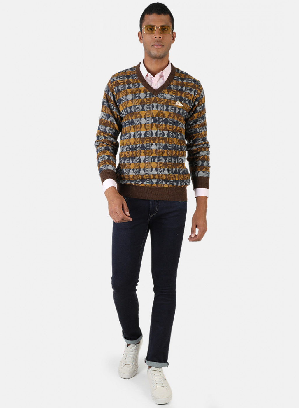 Men Multicolor Solid Pullover