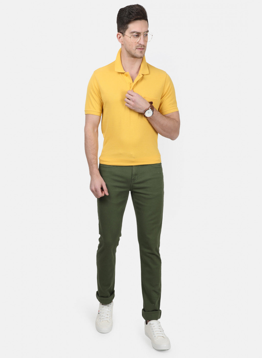 Mens Gold Plain T-Shirts