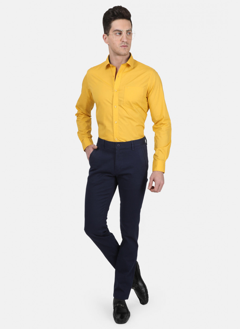 Mens Mustard Solid Shirt