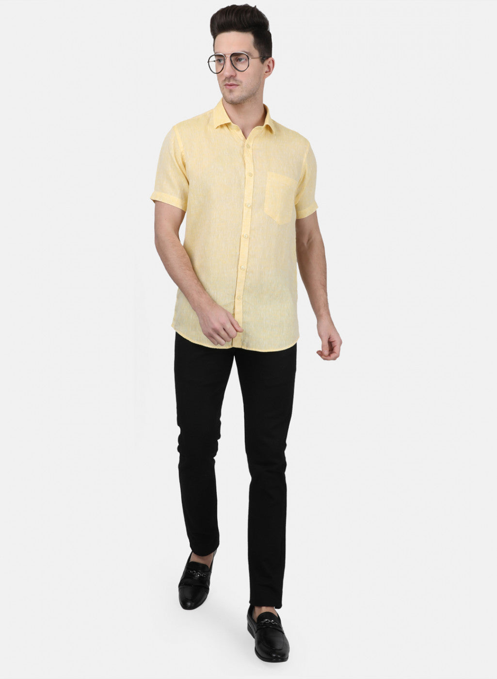 Mens Yellow Solid Shirt