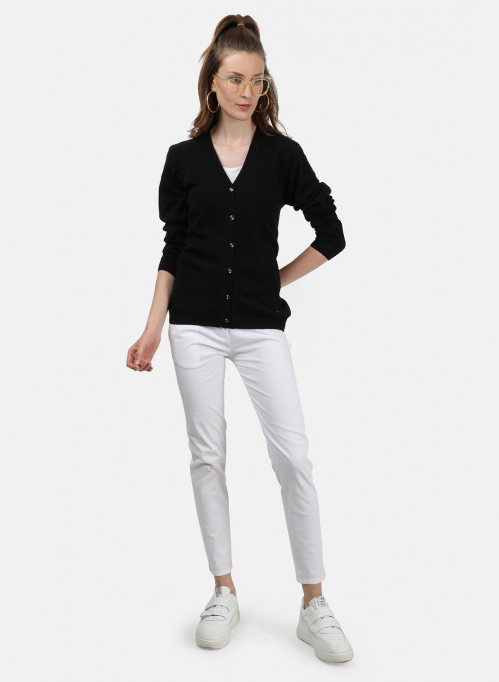 Women Black Solid Cardigan