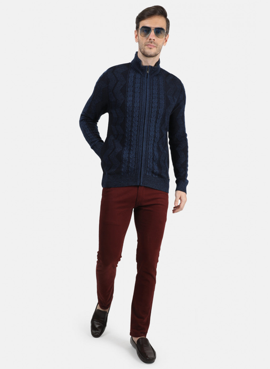 Men Blue Solid Pullover