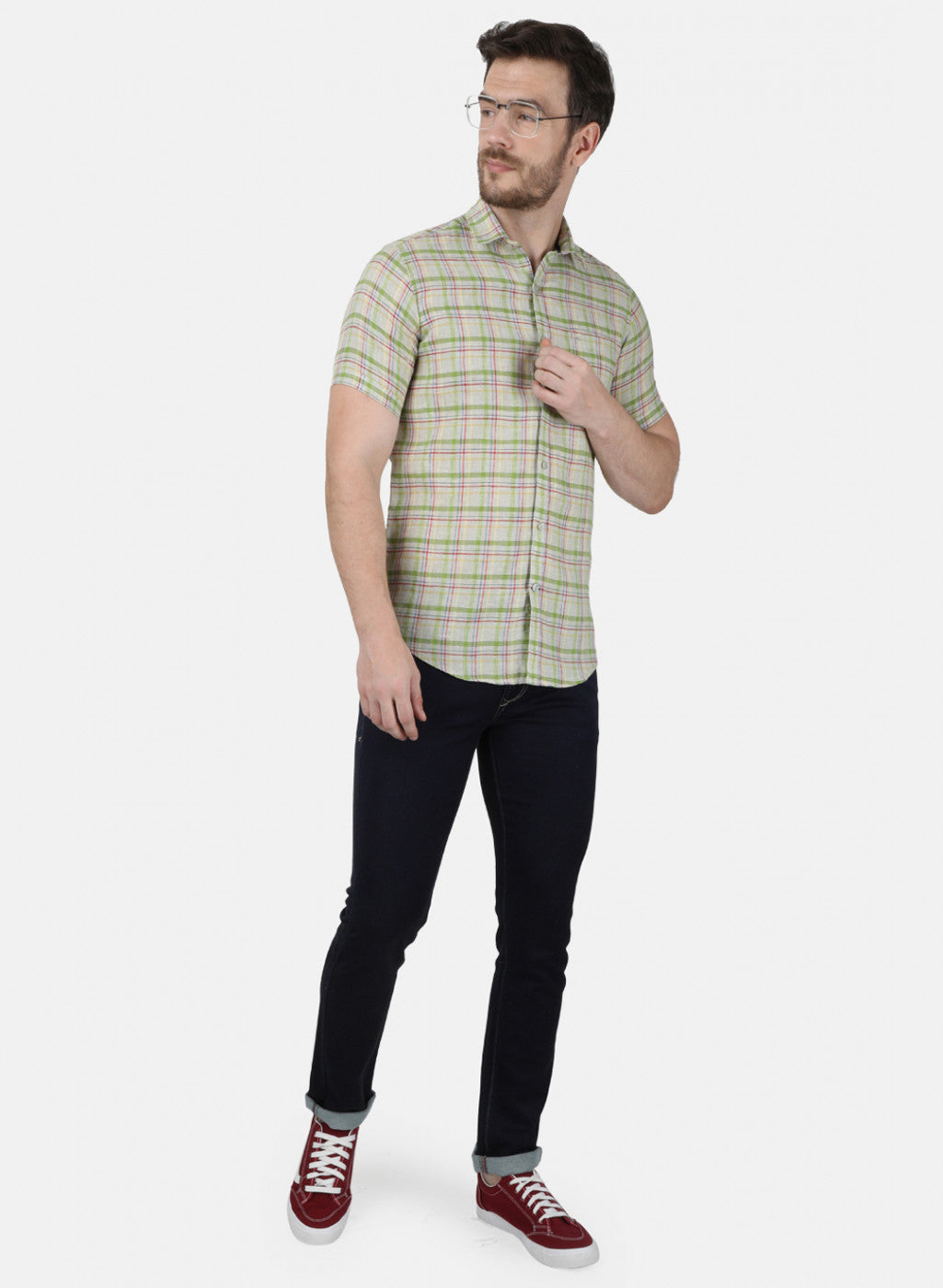 Mens Olive Check Shirt