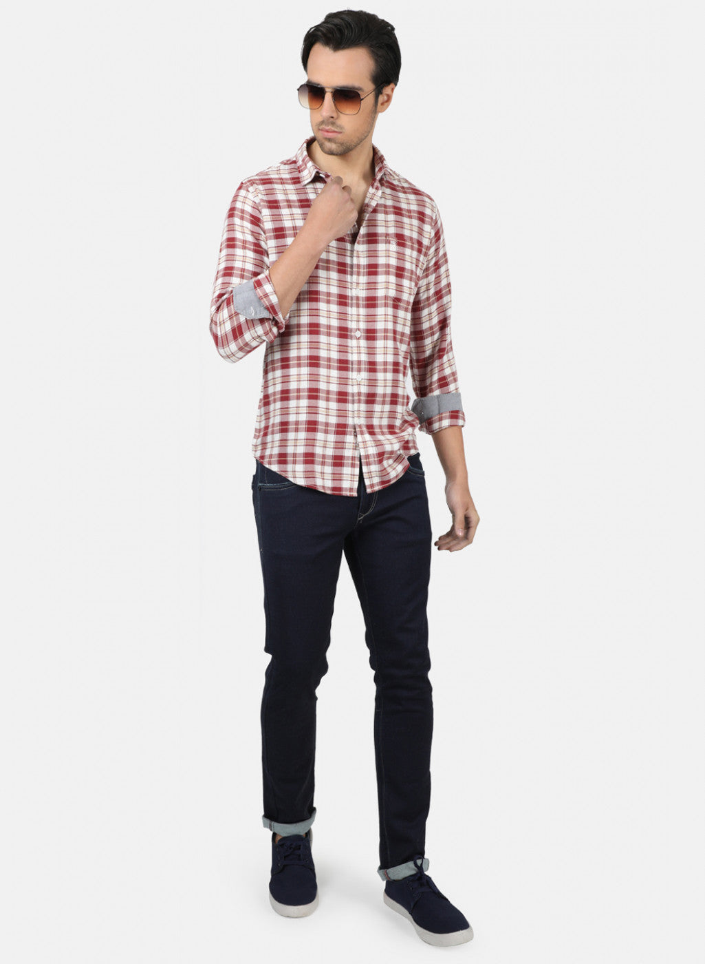 Men Red Check Shirts