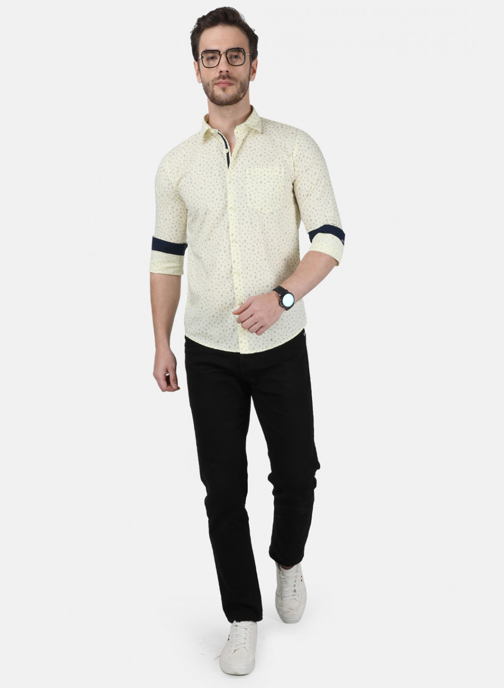 Mens Beige Printed Shirt