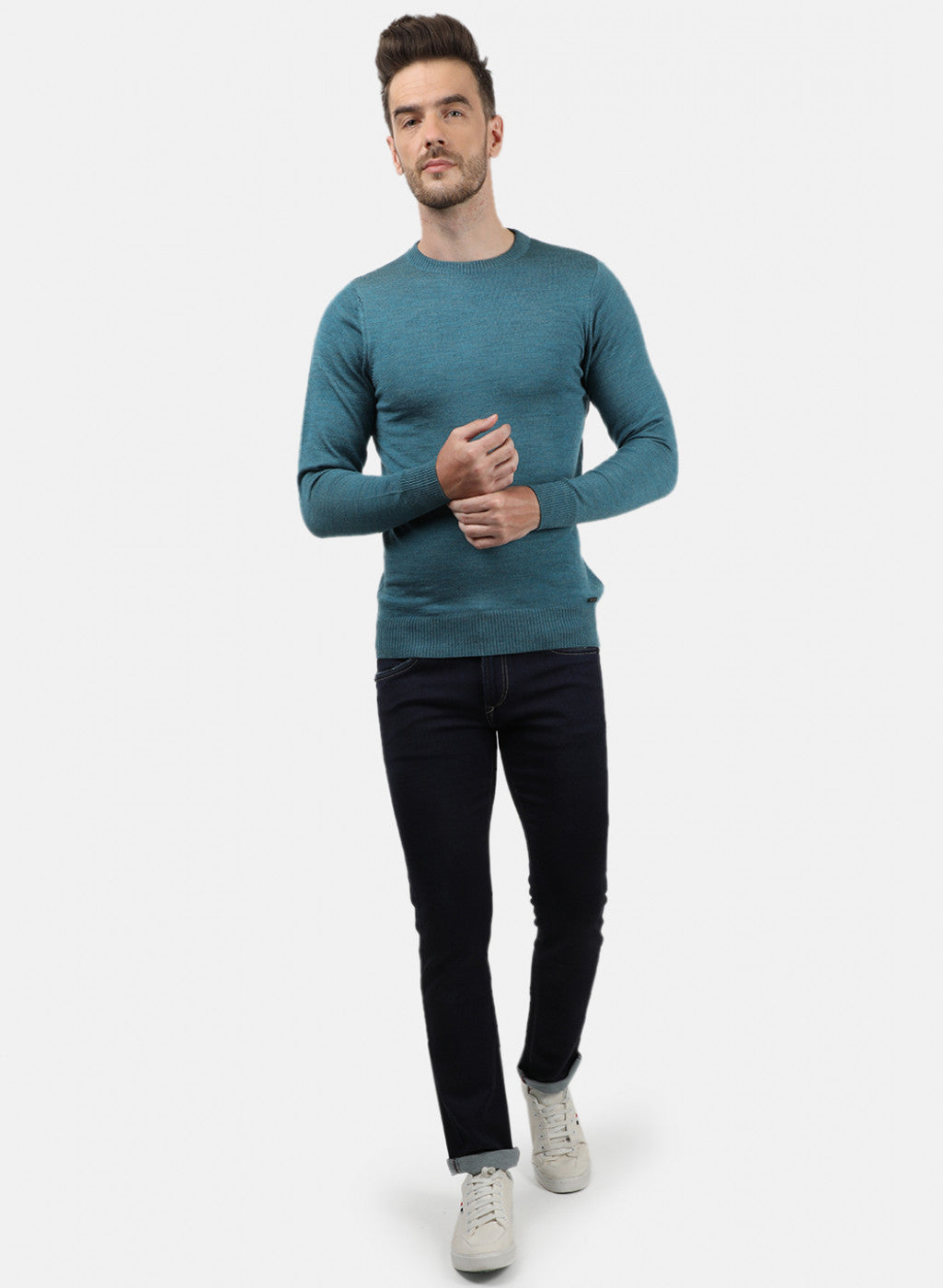 Men Blue Solid Pullover